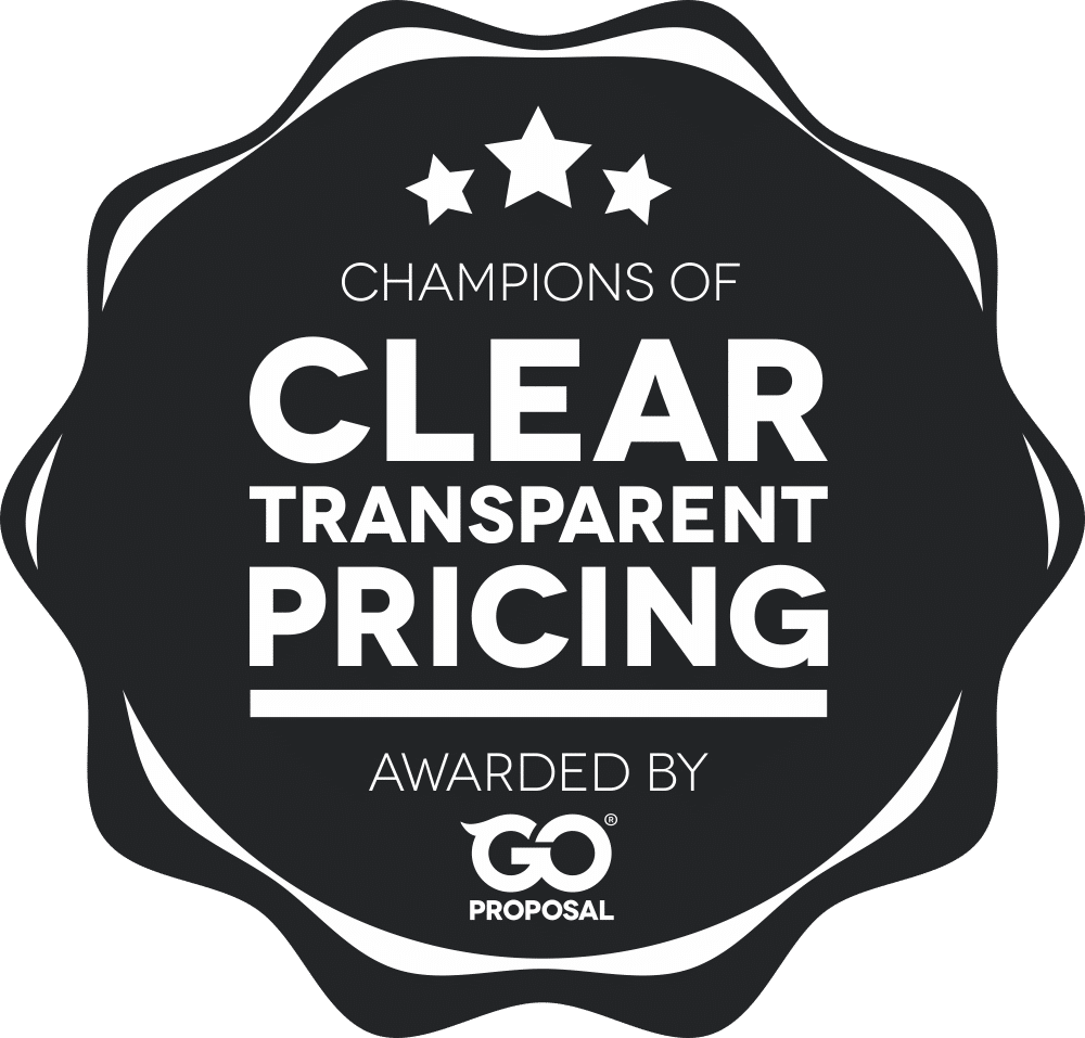 Clear Transparent Pricing Award by GoProposal - Dark Seal
